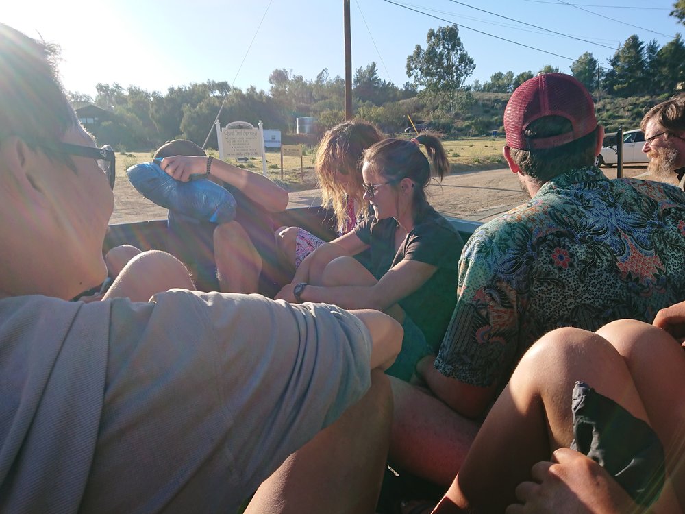 Getting a ride in to town from Hiker Heaven