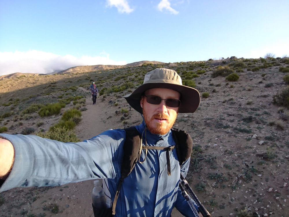 Early morning hiking as I pass Groover and Pacecar