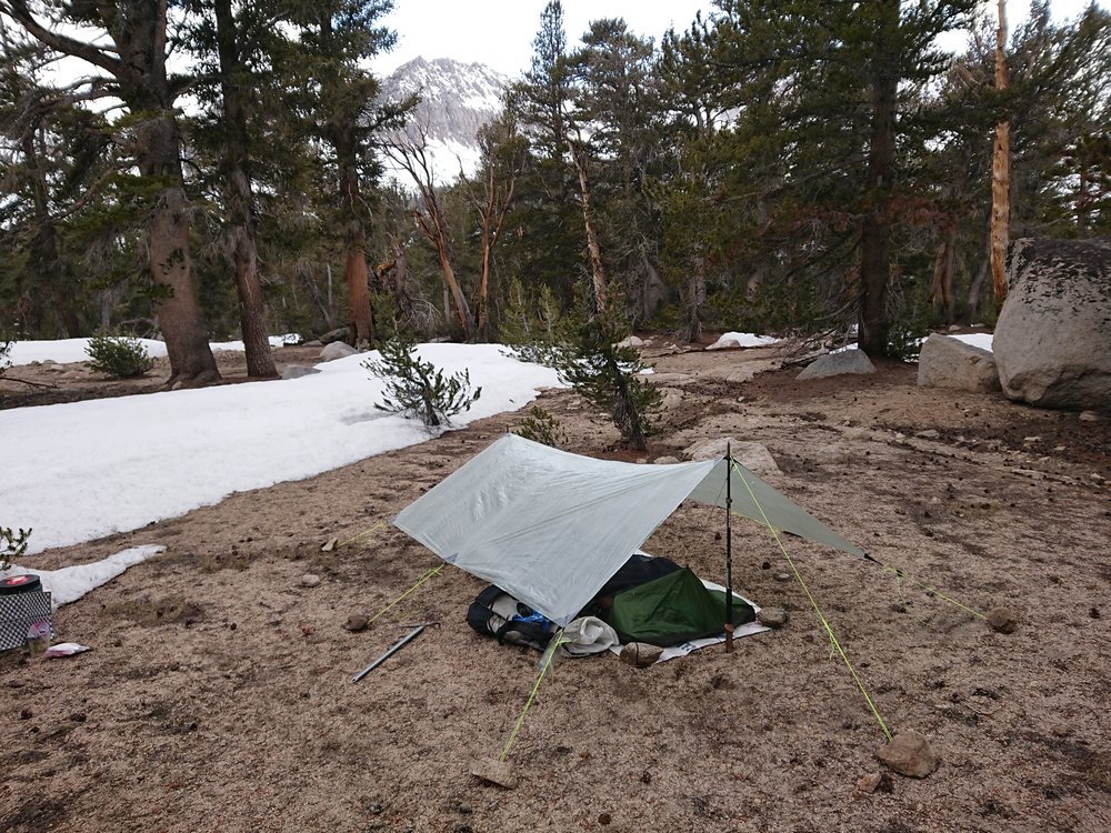 Camp in preparation for our resupply over Kearsarge Pass