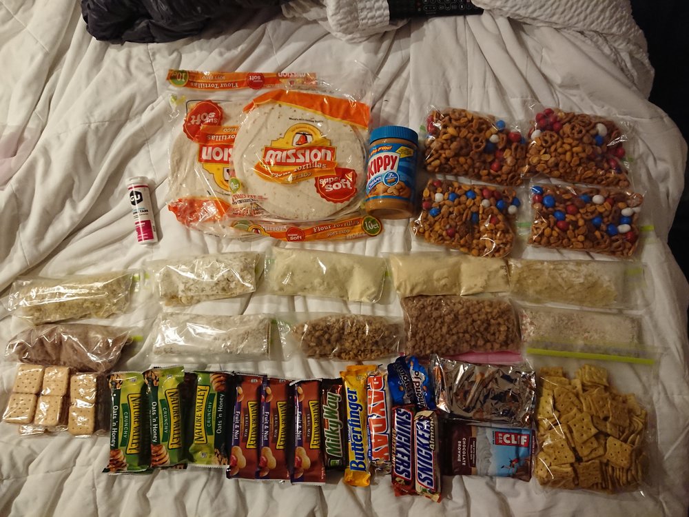 The food I will be carrying from Tehachapi to Kennedy Meadows.