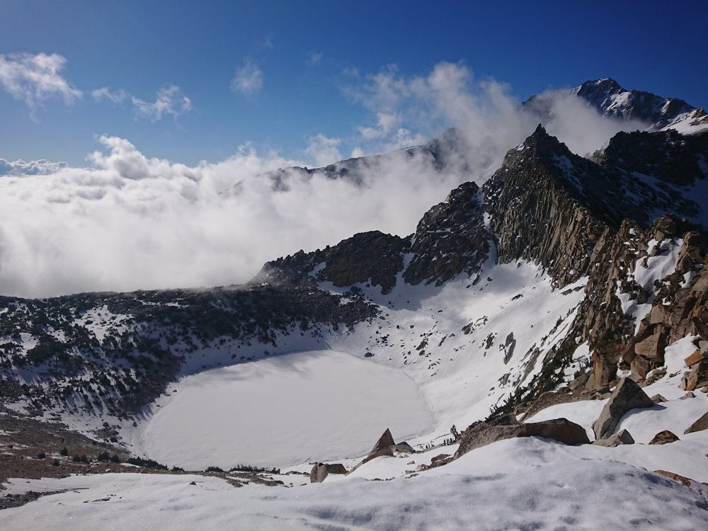 View of the lake on the other side of Kearsarge Pass