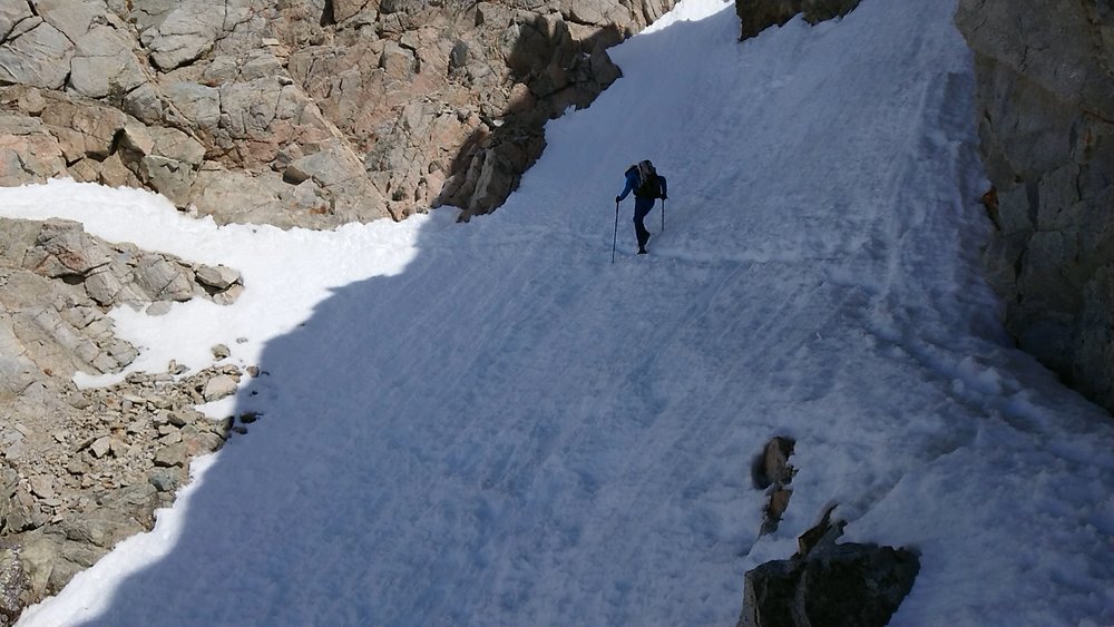 Crossing the chute below Forester Pass