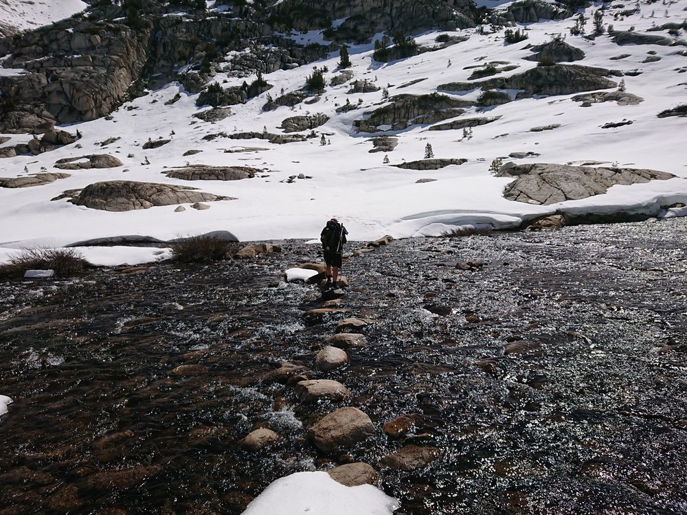 Cool stream crossing during the descent