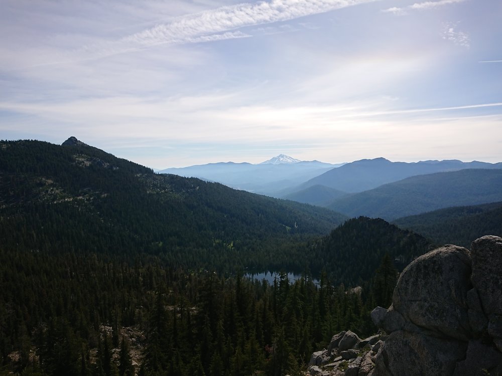 Mount Shasta visible behind the valleys