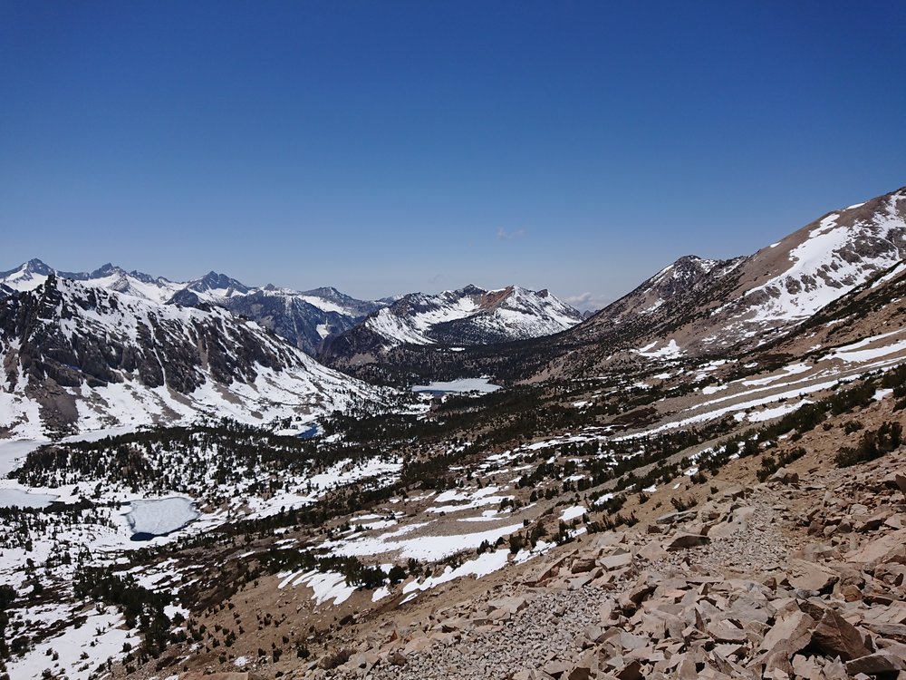 The view from Kearsarge Pass back towards the PCT