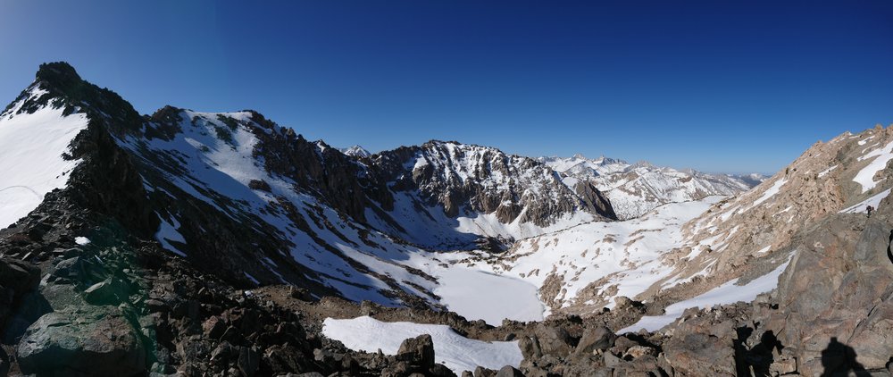 Panorama of the view from the top of the pass looking back