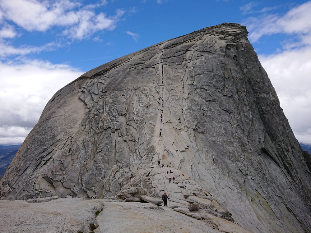 The steep cables section for the last bit of climbing up Half Dome